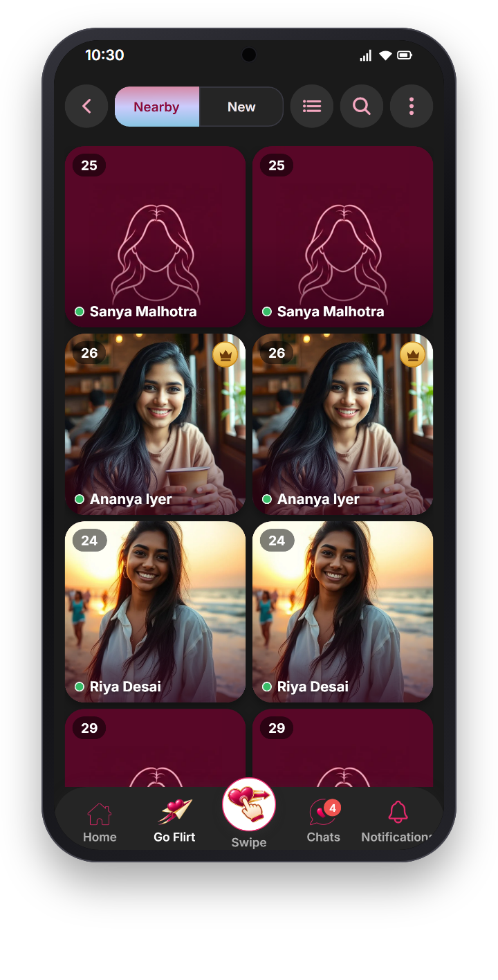 Lockin discover screen with profile cards